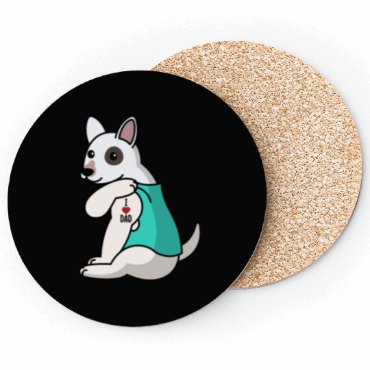 I Love Dad English Bull Terrier Coasters