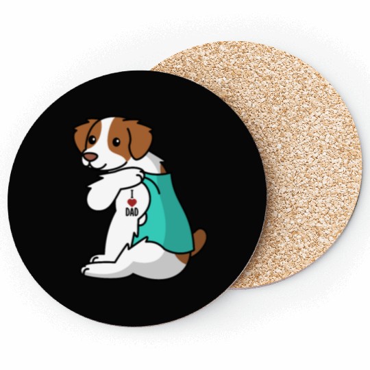 I Love Dad Brittany Spaniel Coasters