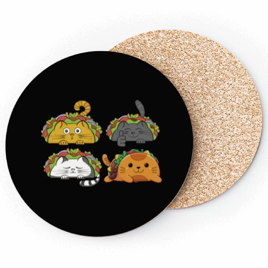 Cute Taco Cats Mexican Taco Lover Coasters