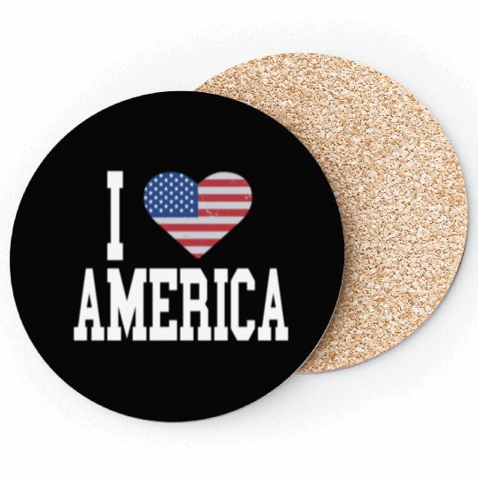 US Flag Proud American I Heart America, I Love Coasters