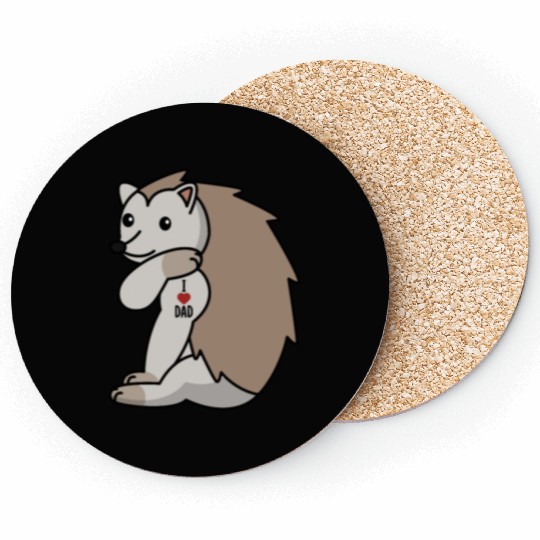 I Love Dad Hedgehog Coasters
