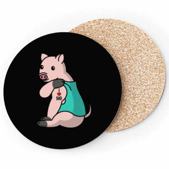 I Love Dad Mini Pig Coasters