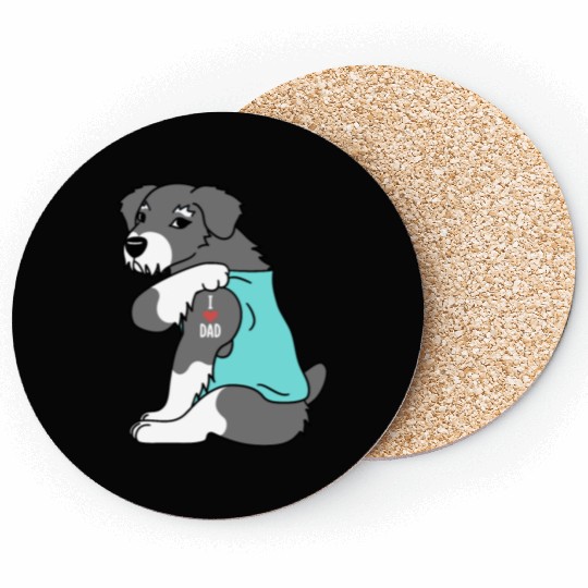 I Love Dad Schnauzer Coasters