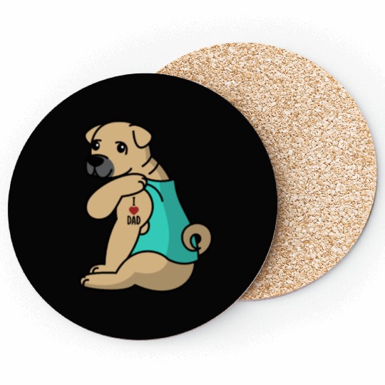 I Love Dad Shar Pei Coasters