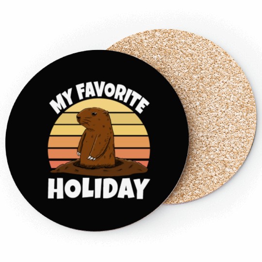 My Favourite Holiday Groundhog Coasters