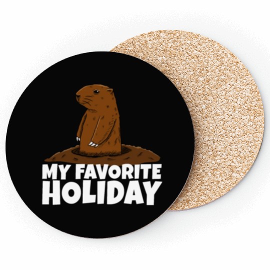 My Favourite Holiday Groundhog Coasters