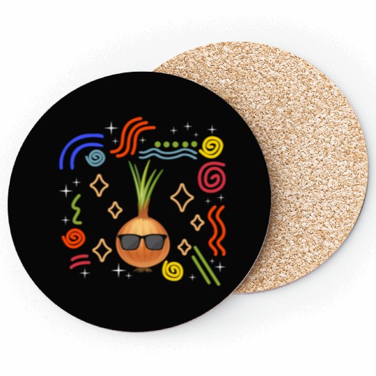Onion Vegetable Coasters, Onion Wearing Sunglasses
