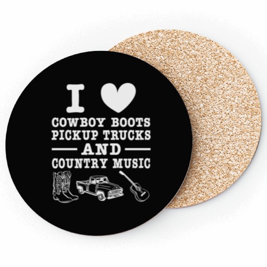 Cowboy boots, pickup trucks, country music Coasters