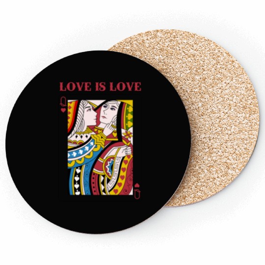 Love Is Love Queen Playing Card LGBT pride Lesbian Coasters