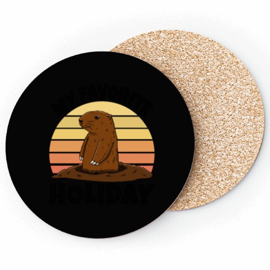 My Favourite Holiday Groundhog Coasters