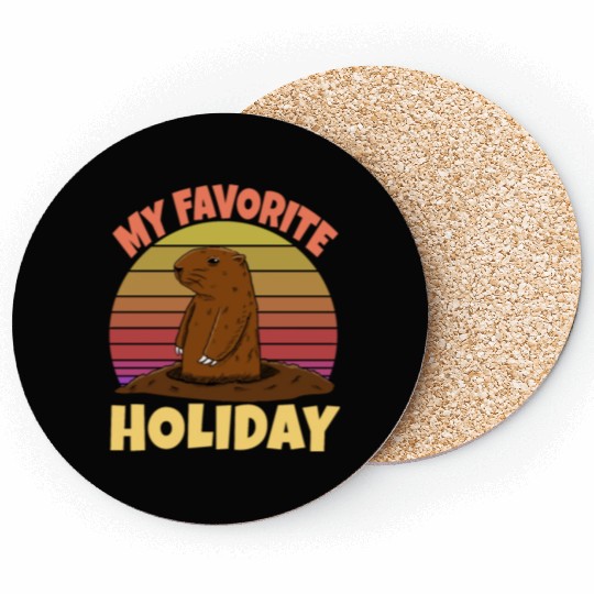 My Favourite Holiday Groundhog Coasters