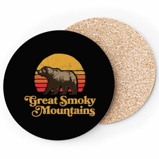 Retro Great Smoky Mountains Park Bear Coasters