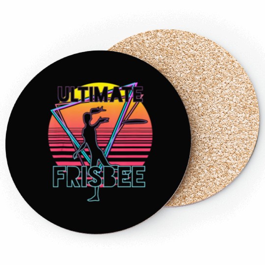 Retro Ultimate Frisbee Players Team Sports Disc Coasters