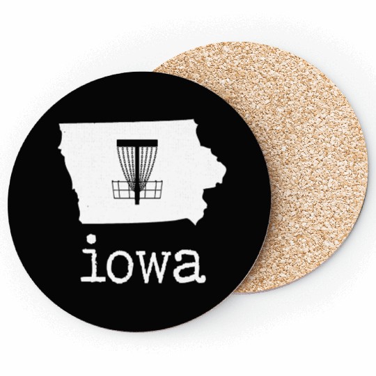 State of Iowa Disc Golf Coasters Golfer Golfing