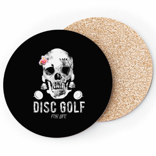 Skull Disc Golf For Life Coasters Funny Frolf Frisbee