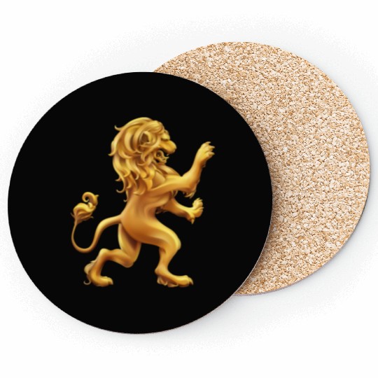 Gold Lion crest Royal Lion Family Crest Coasters