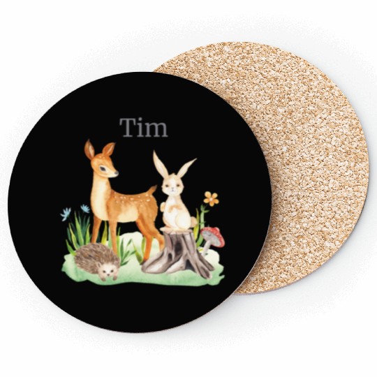 Forest Animal Forest Animal Deer Rabbit Hedgehog Coasters