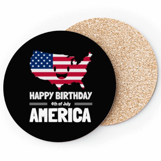 Happy Birthday America 4th of July American Flag Coasters
