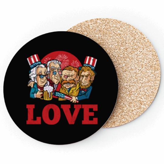 Love America American Presidents USA 4th Of July Coasters