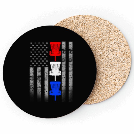 Red White and Blue Disc Golf Flag Coasters
