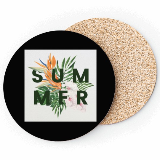 Green Illustration Summer Coasters
