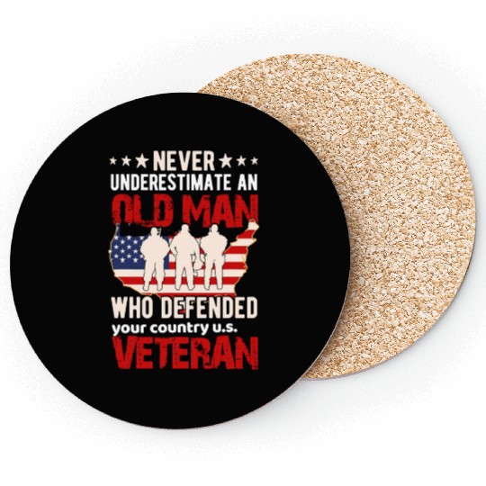 US Veteran Never Underestimate an Old Man Coasters