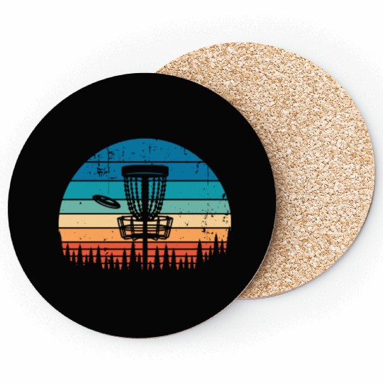 Vintage Disc Golf Retro Distressed Sunset Coasters