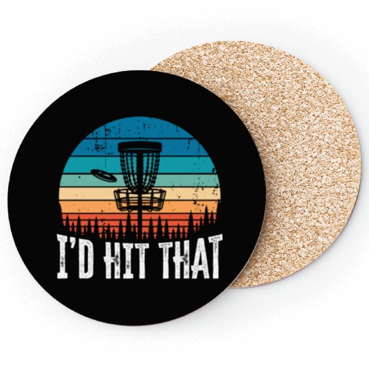 I'd Hit that Funny Disc Golf Sunset Gift Coasters