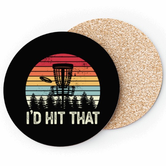 Funny Disc Golf I'd Hit that Sunset Gift Coasters