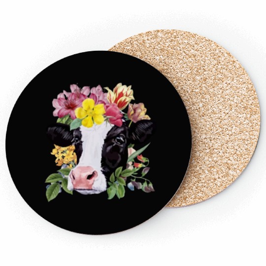 Cow Floral Cow Spring Nature Lovers Coasters