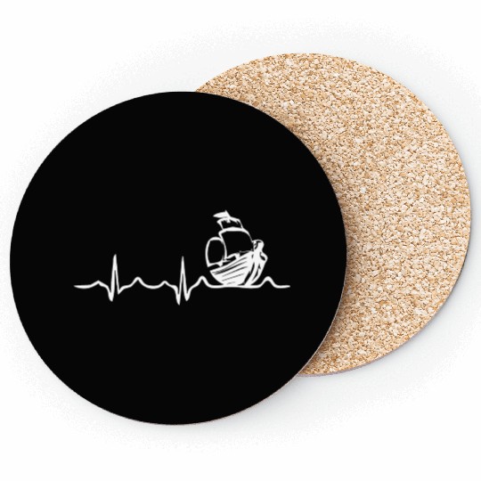 Sailing Heartbeat Boat Funny Boating Sailor Gift Coasters