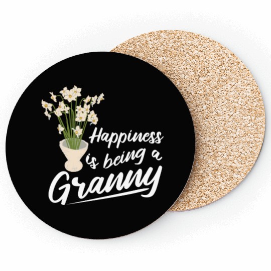 Happiness Grandma Flowers Grandmom Gardener Coasters