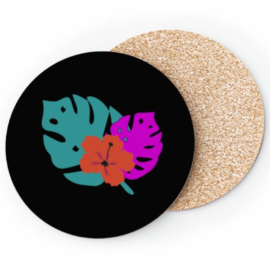 Hibiscus and leaves Coasters