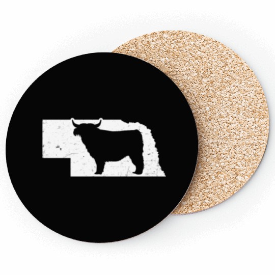 Highland Cow Patriotic Nebraska 4th July Coasters