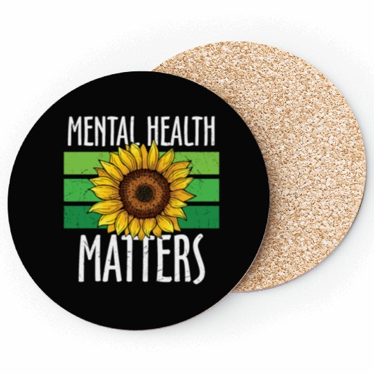 Mental Health Matters Green Sunflower Coasters
