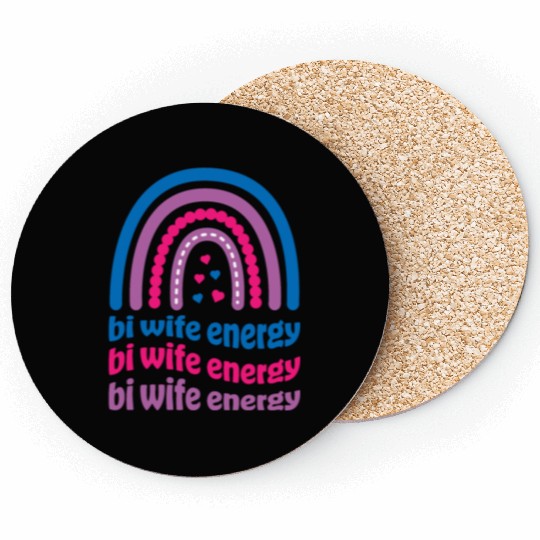 Bi Wife Energy Gay Pride Lesbian LGBT Cute Coasters