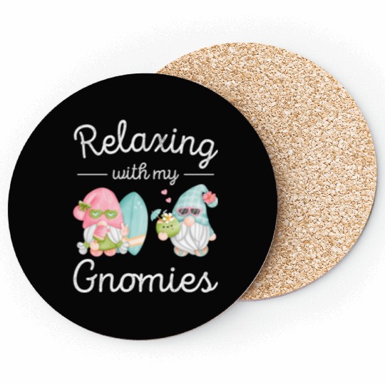 Relaxing Gnomes Surfing Vacation Gnome Lover Coasters