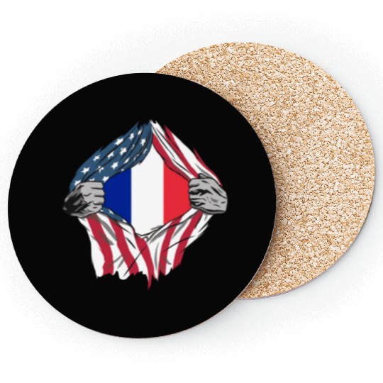 USA France friendship flags design Coasters