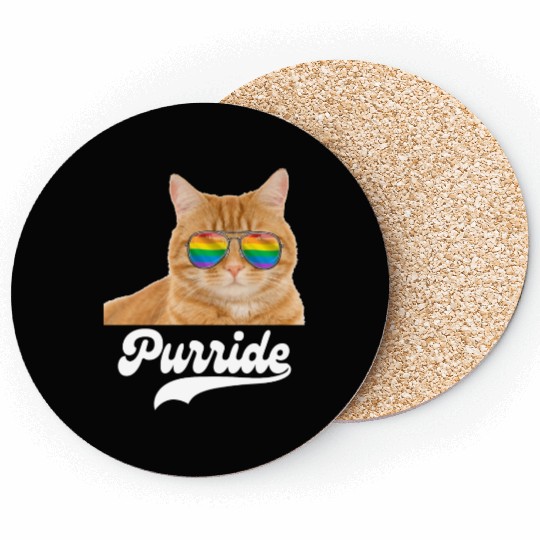 Cat LGBT Gay Pride Rainbow Flag Coasters