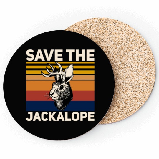 Save The Jackalope , Vintage Retro Camping Lover Coasters