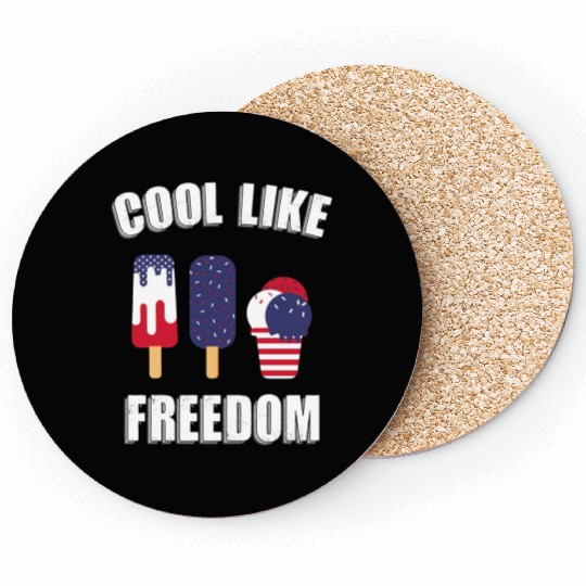 US Flag Ice Cream Patriotic Popsicles 4th of July Coasters