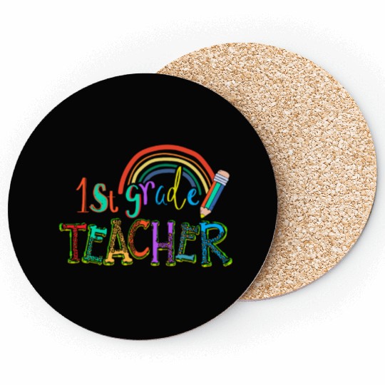 Leopard 1st Grade Teacher Rainbow Coasters
