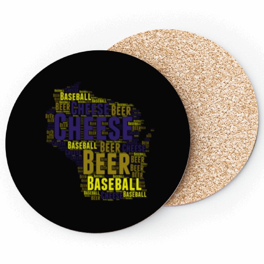 Cheese, Beer, and Baseball Wisconsin Coasters