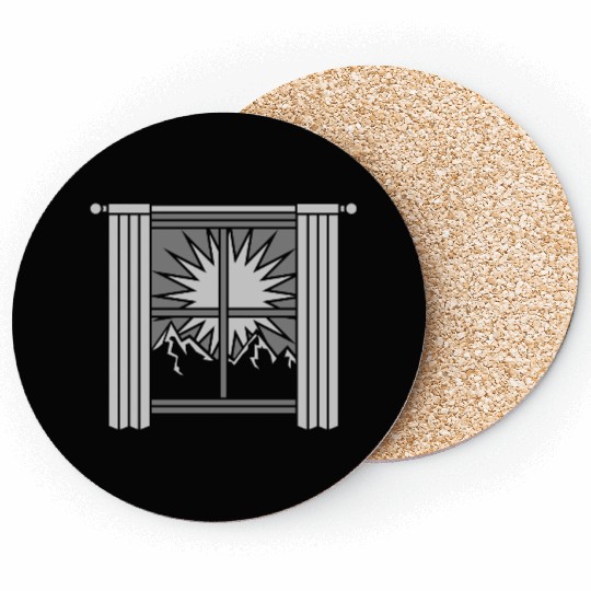 sunrise mountains view window Coasters
