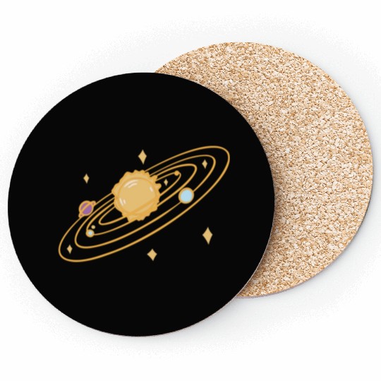 solar system with sparkles doodle Coasters