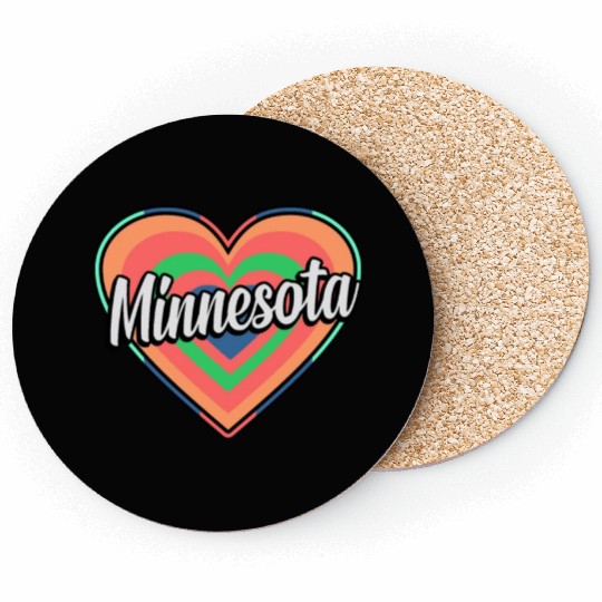 Minnesota Colorful Heart Gift Coasters
