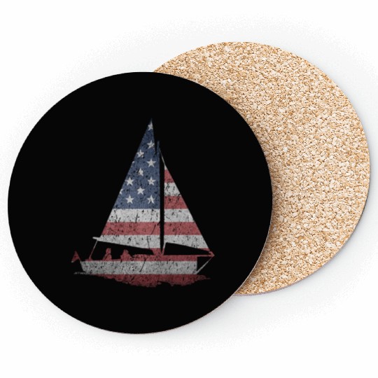 Distressed Stars Stripes Sailboat Sailing Adventur Coasters