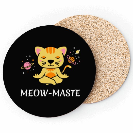 zen yoga cat space meditation sport training Coasters
