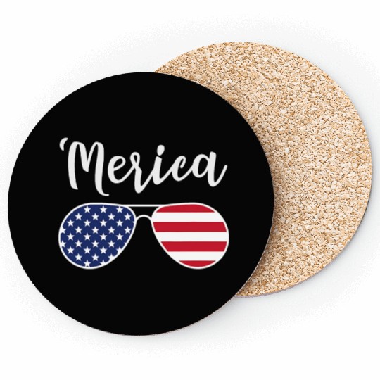 Merica Red Whie And Blue Stars Stripes Sunglasses Coasters