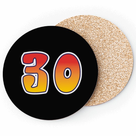 Number 30 Red - Orange Design Coasters